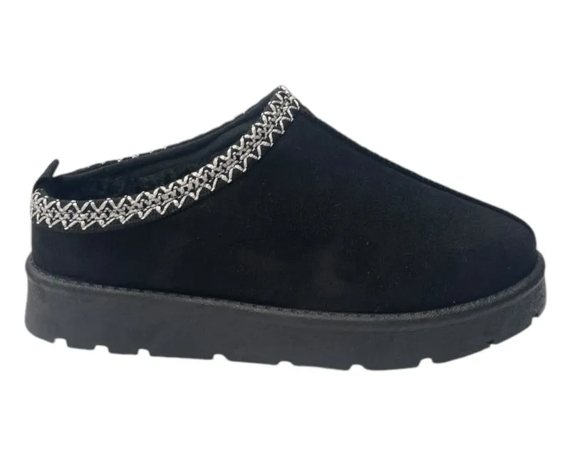 Faux Fur Lined Aztec Flat Sole Shoes