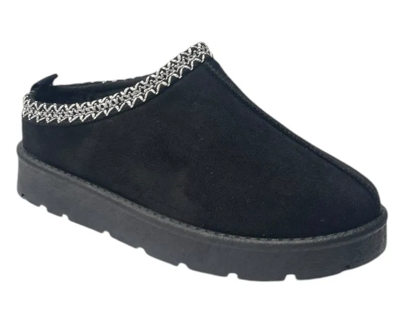 Faux Fur Lined Aztec Flat Sole Shoes