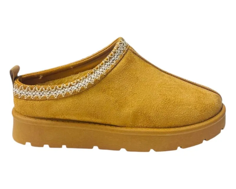 Faux Fur Lined Aztec Flat Sole Shoes