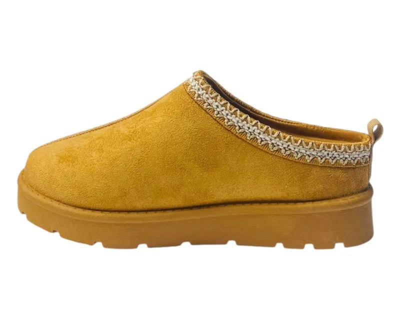 Faux Fur Lined Aztec Flat Sole Shoes