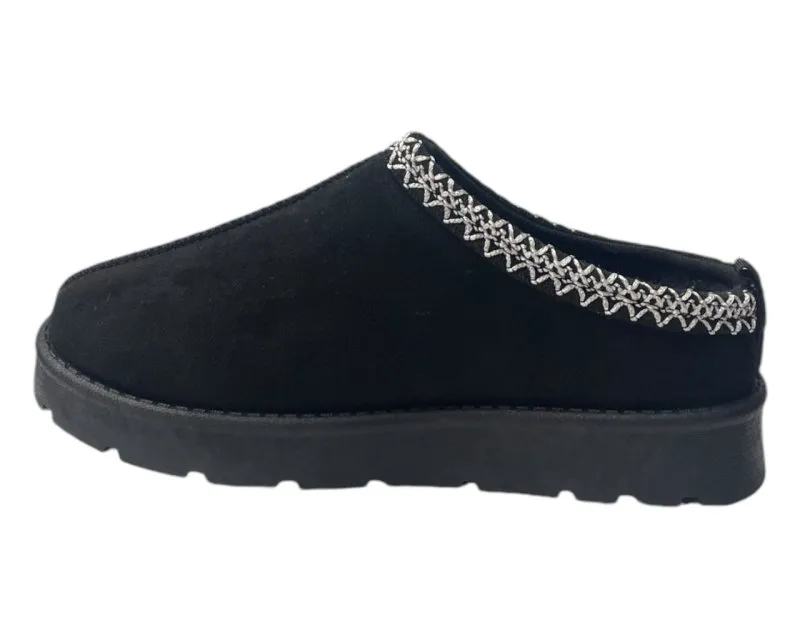 Faux Fur Lined Aztec Flat Sole Shoes