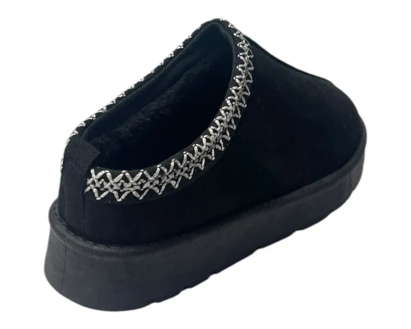 Faux Fur Lined Aztec Flat Sole Shoes
