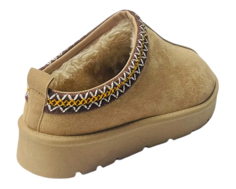 Faux Fur Lined Aztec Flat Sole Shoes