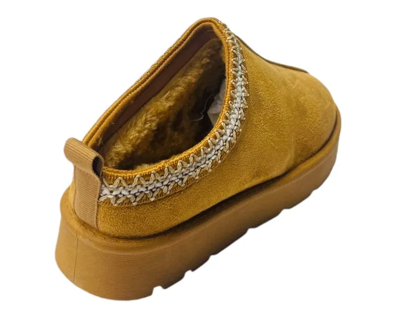 Faux Fur Lined Aztec Flat Sole Shoes