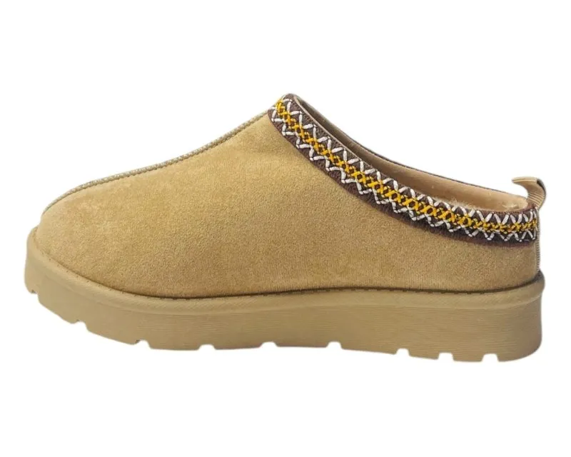Faux Fur Lined Aztec Flat Sole Shoes