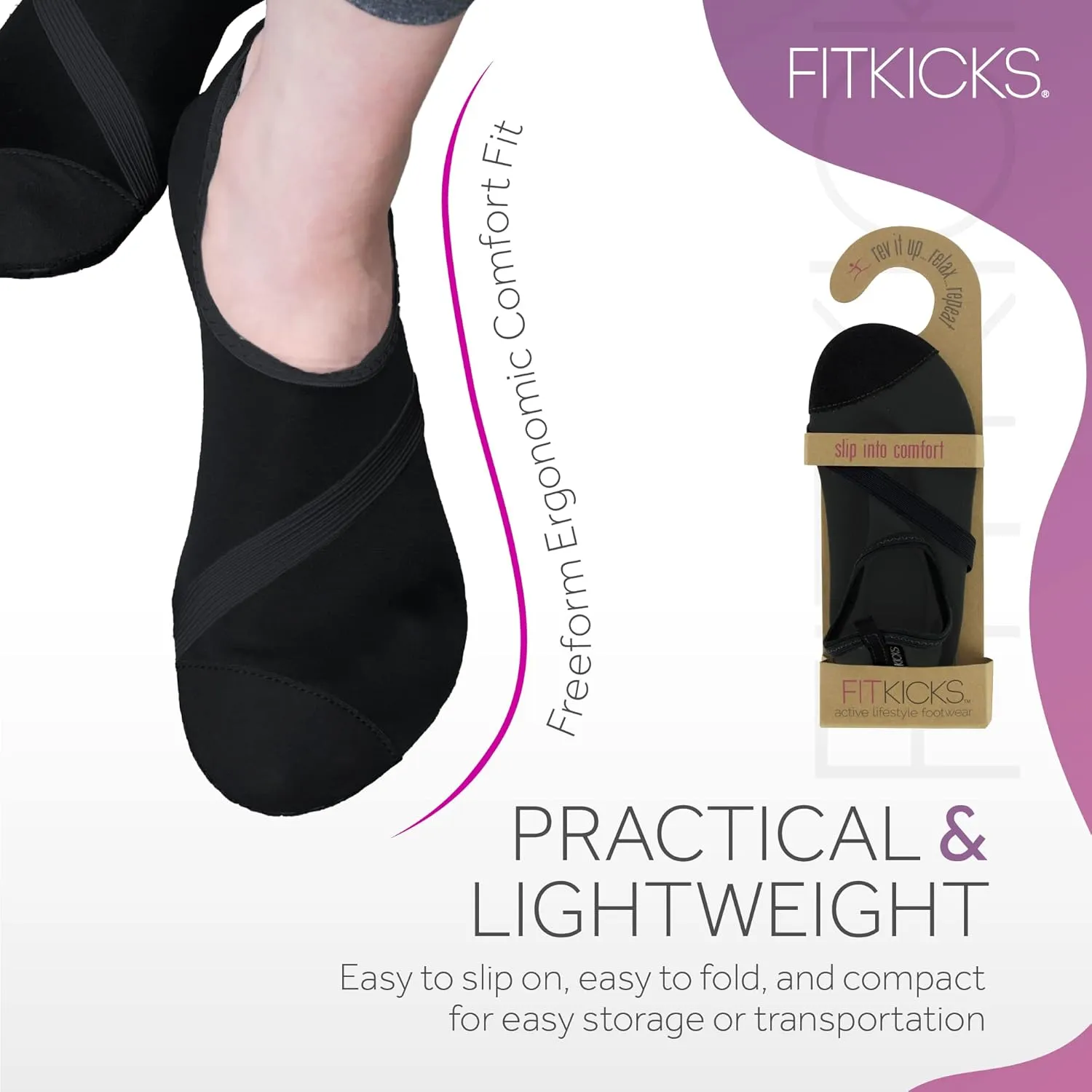 FITKICKS Original Women's Foldable Active Lifestyle Minimalist Footwear Barefoot Yoga Sporty Water Shoes