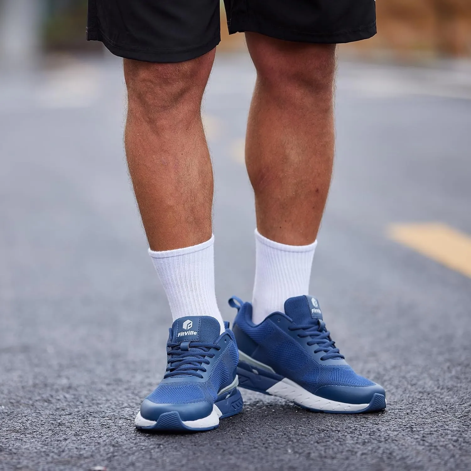 FitVille Men's Walking Shoes Wide Width, Wide Sneakers with Arch Support Orthopedic Shoes for Plantar Fasciitis Flat Feet Heel Pain Relief - Rebound Core V5