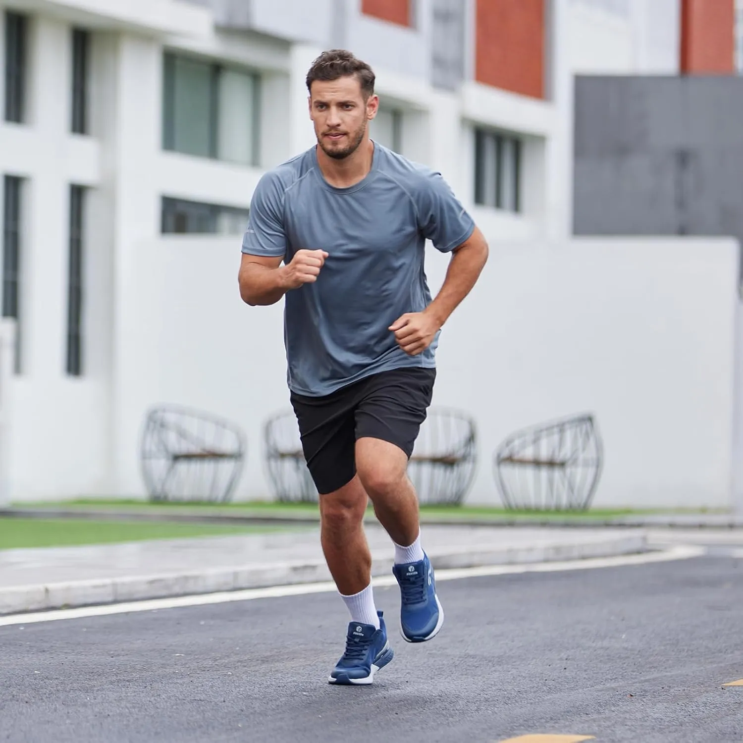 FitVille Men's Walking Shoes Wide Width, Wide Sneakers with Arch Support Orthopedic Shoes for Plantar Fasciitis Flat Feet Heel Pain Relief - Rebound Core V5