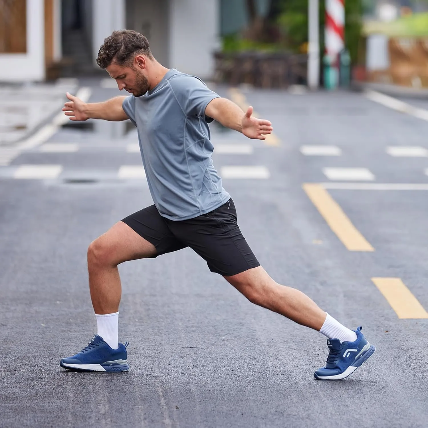 FitVille Men's Walking Shoes Wide Width, Wide Sneakers with Arch Support Orthopedic Shoes for Plantar Fasciitis Flat Feet Heel Pain Relief - Rebound Core V5