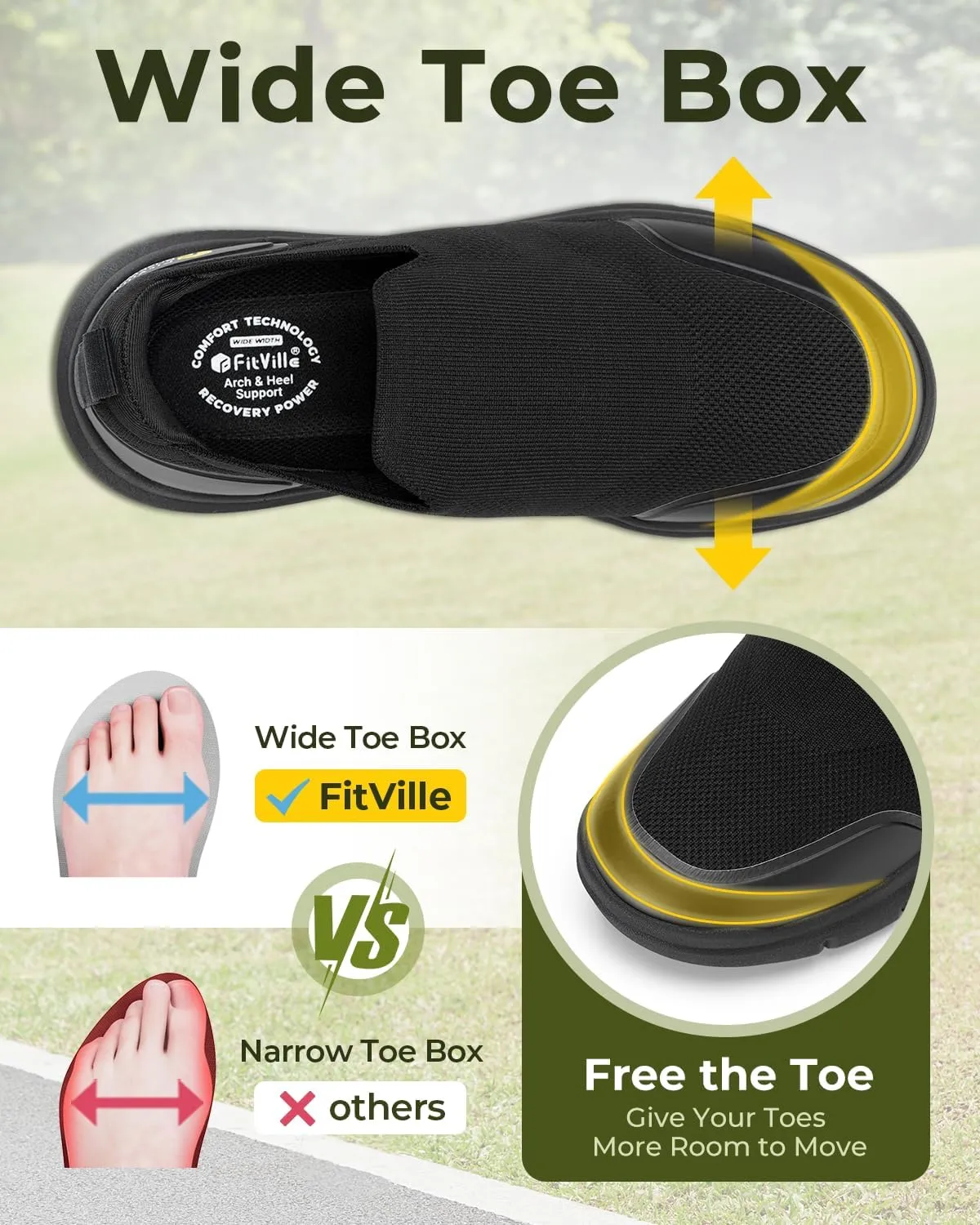 FitVille Plantar Fasciitis Shoes for Men Extra Wide Orthopedic Shoes for Foot Pain Relief - BriskWalk