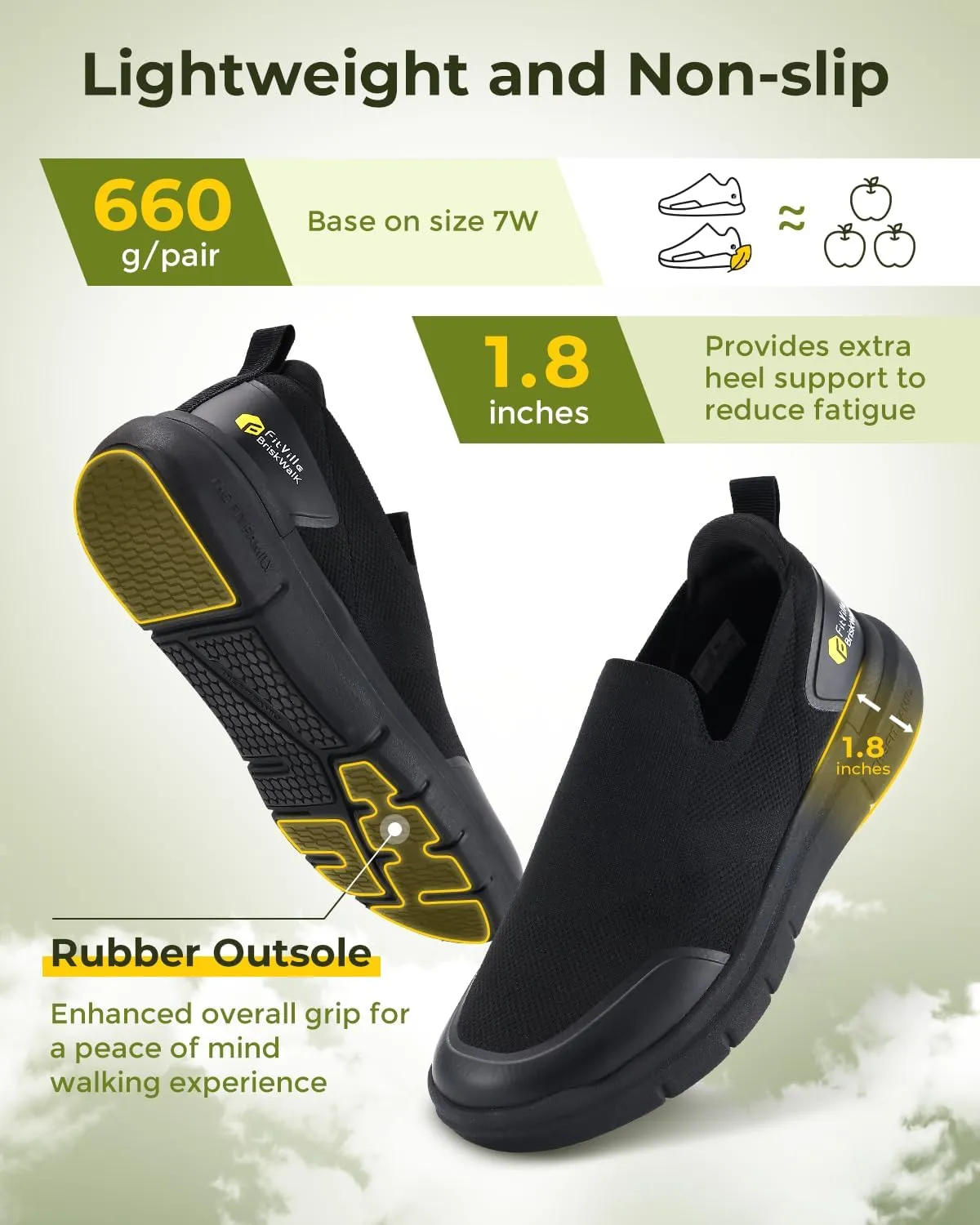 FitVille Plantar Fasciitis Shoes for Men Extra Wide Orthopedic Shoes for Foot Pain Relief - BriskWalk