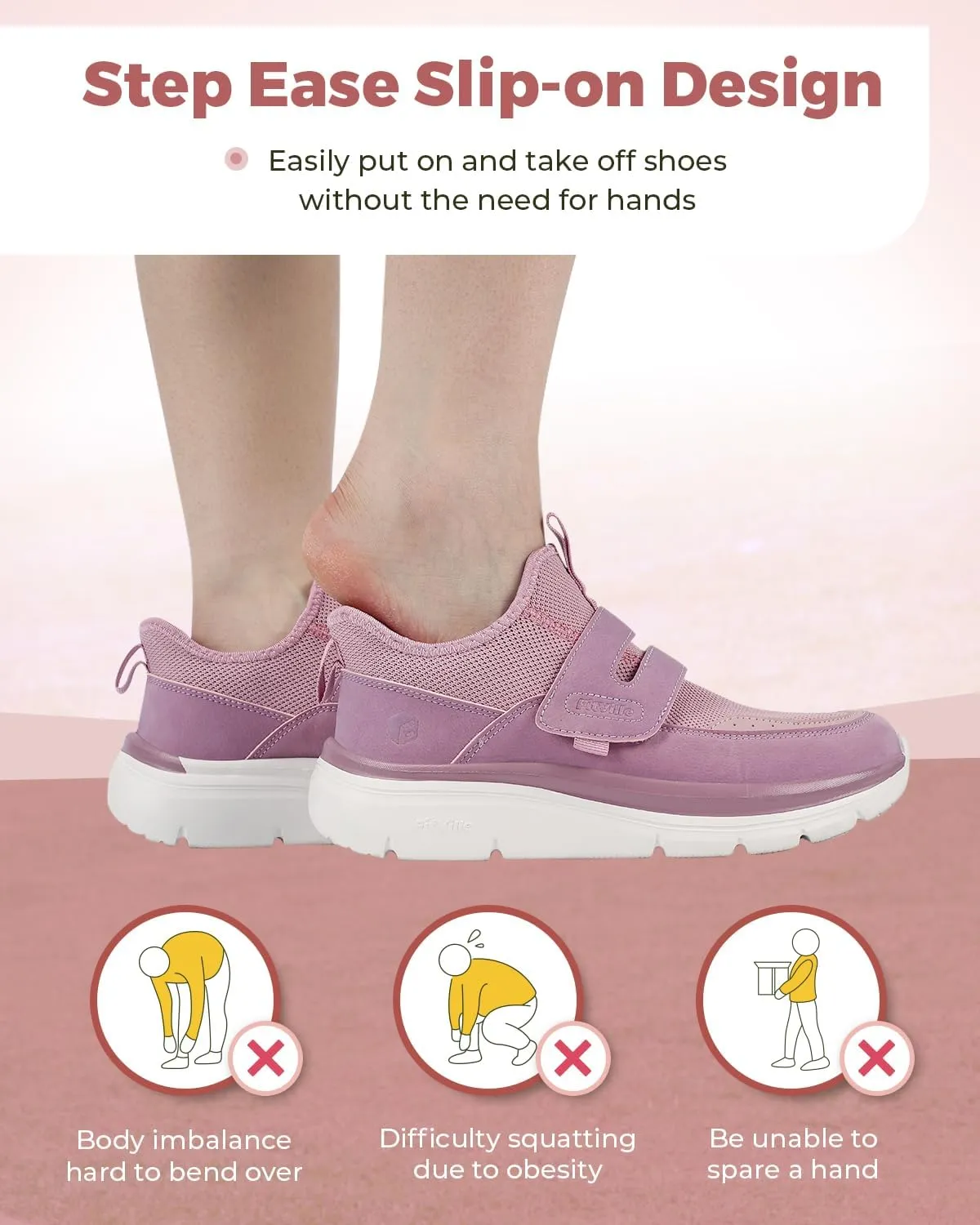FitVille Slip On Shoes for Women Wide Width Walking Shoes Hands Free Lightweight Gym Tennis Sneakers for Women with Arch Support - Cloud Wanderer V5