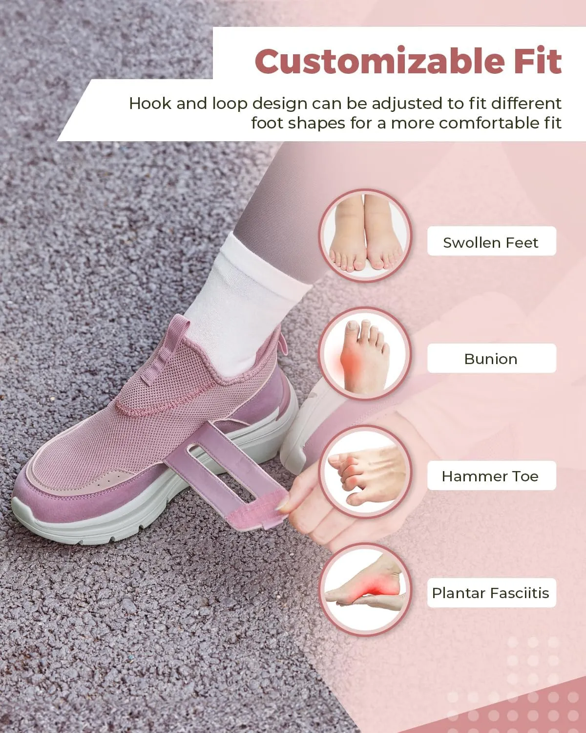 FitVille Slip On Shoes for Women Wide Width Walking Shoes Hands Free Lightweight Gym Tennis Sneakers for Women with Arch Support - Cloud Wanderer V5