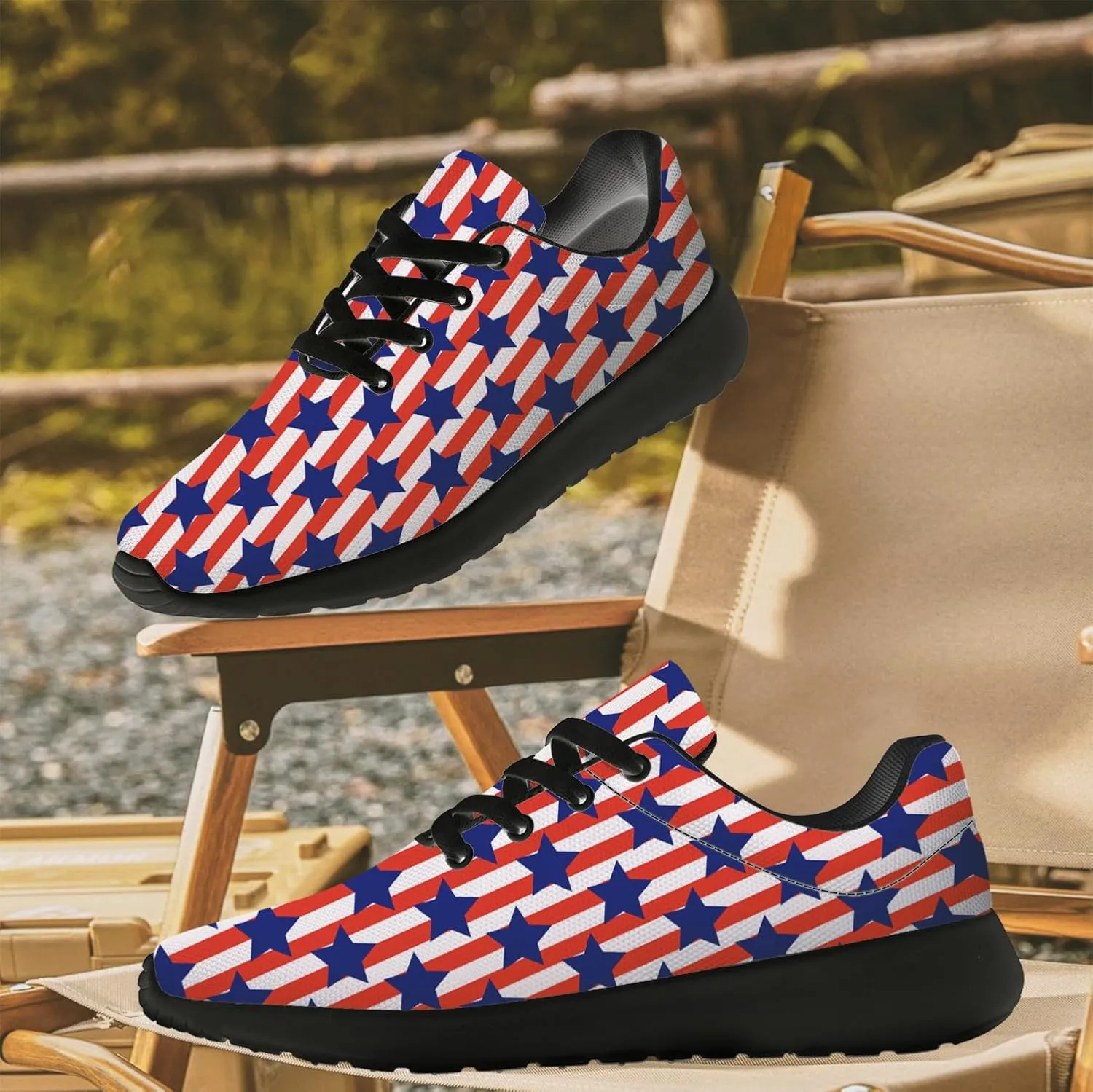 Flag Shoes for Women Men Running Shoes Lightweight Tennis Sneakers Patriotic Shoes Gifts