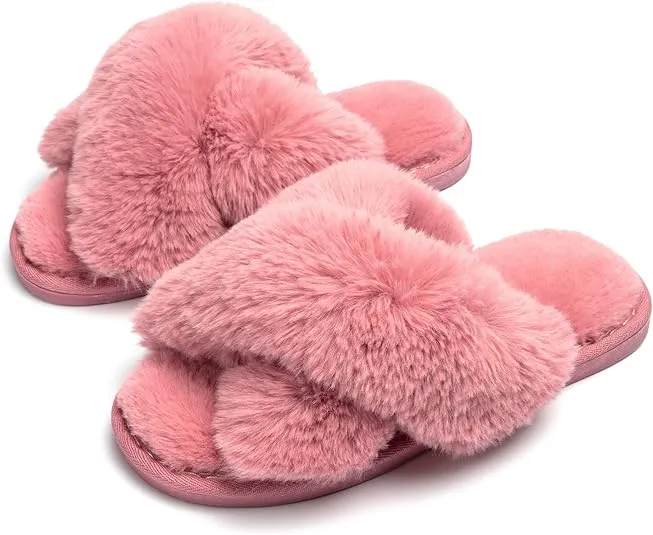 Fluffy Cross-Band Slippers