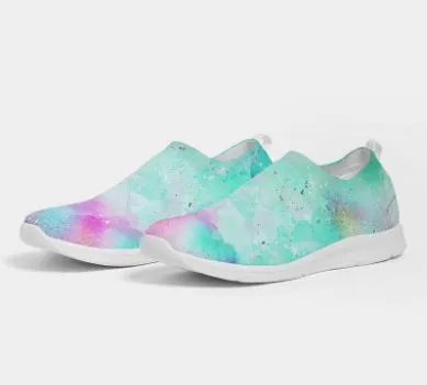 Fly-knit Slip-on Sneakers- Tie Dye Design. Casual Comfy Shoes for Women. WickedYo