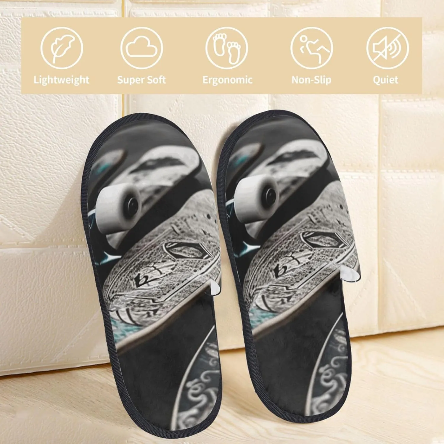 Fuzzy Slippers for Men Women Non-slip House Slippers Skate boards_79046072 Furry Slipper House Shoes for Indoor Outdoor