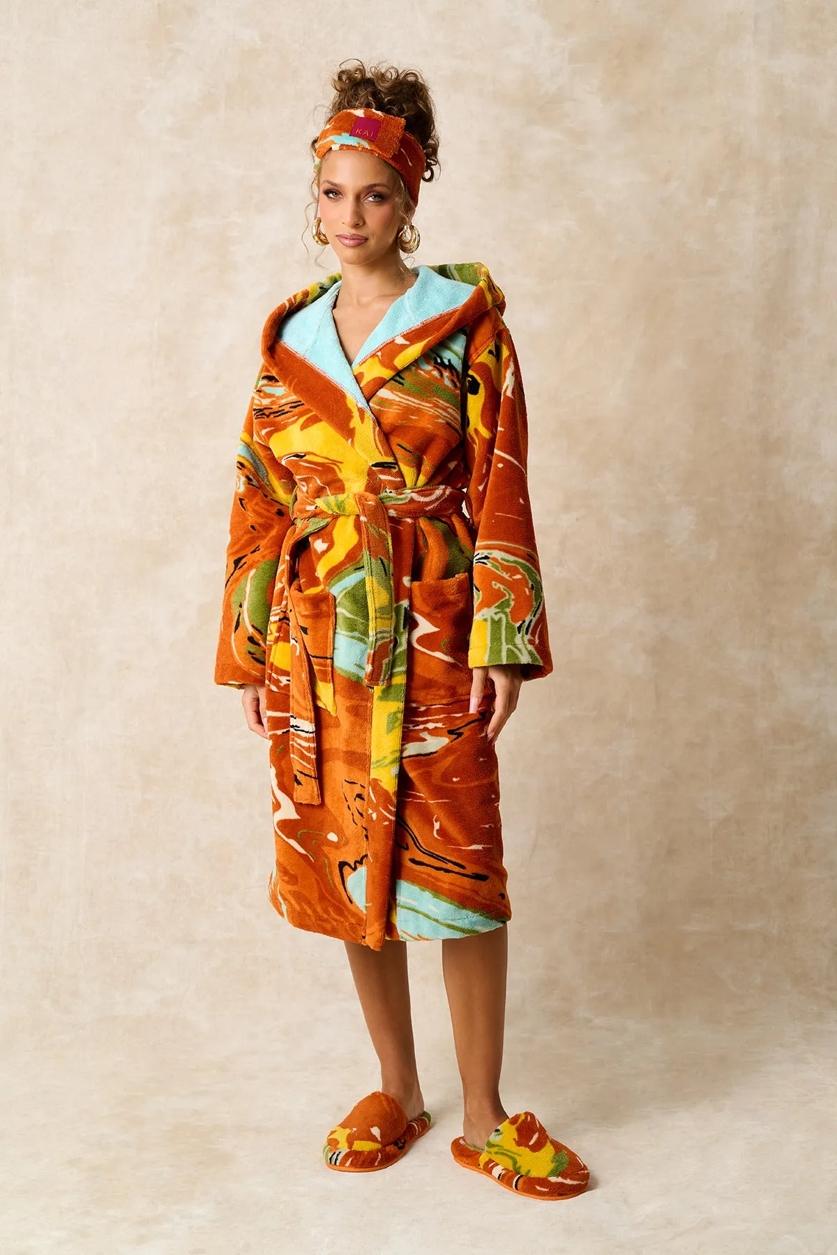 Gaia Printed Slippers - Orange