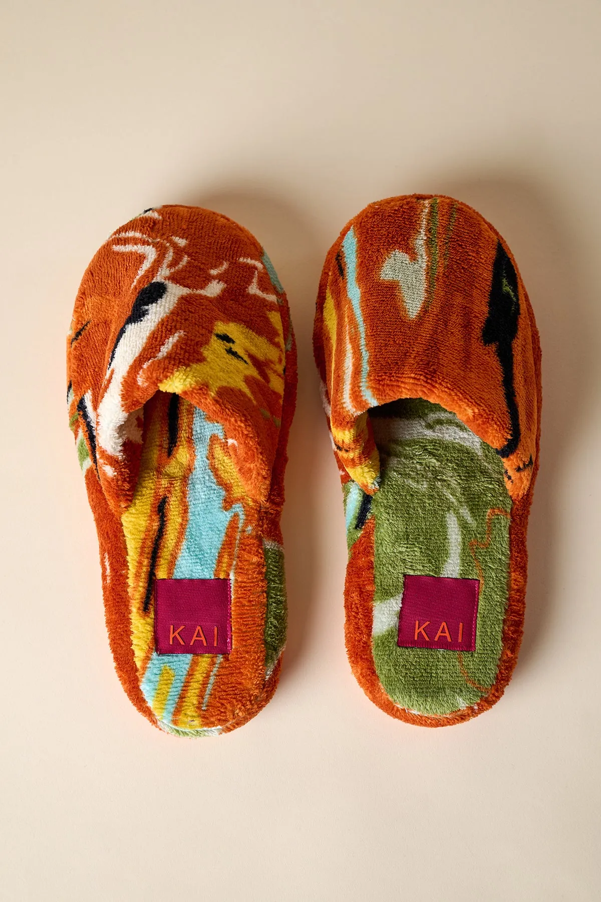 Gaia Printed Slippers - Orange