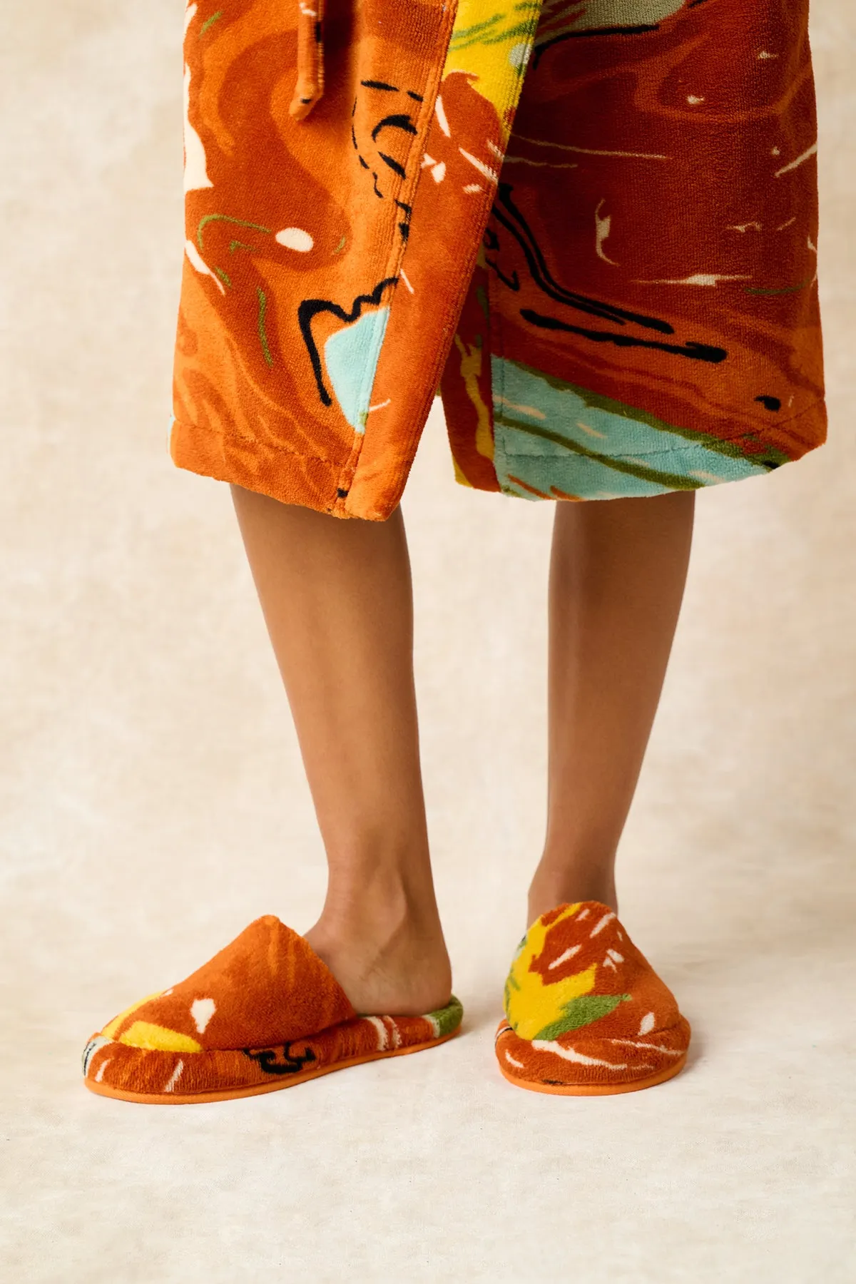 Gaia Printed Slippers - Orange