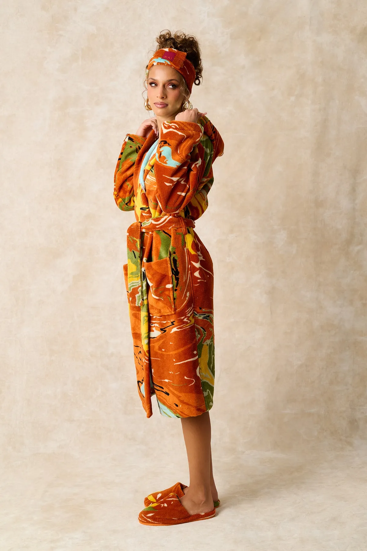 Gaia Printed Slippers - Orange