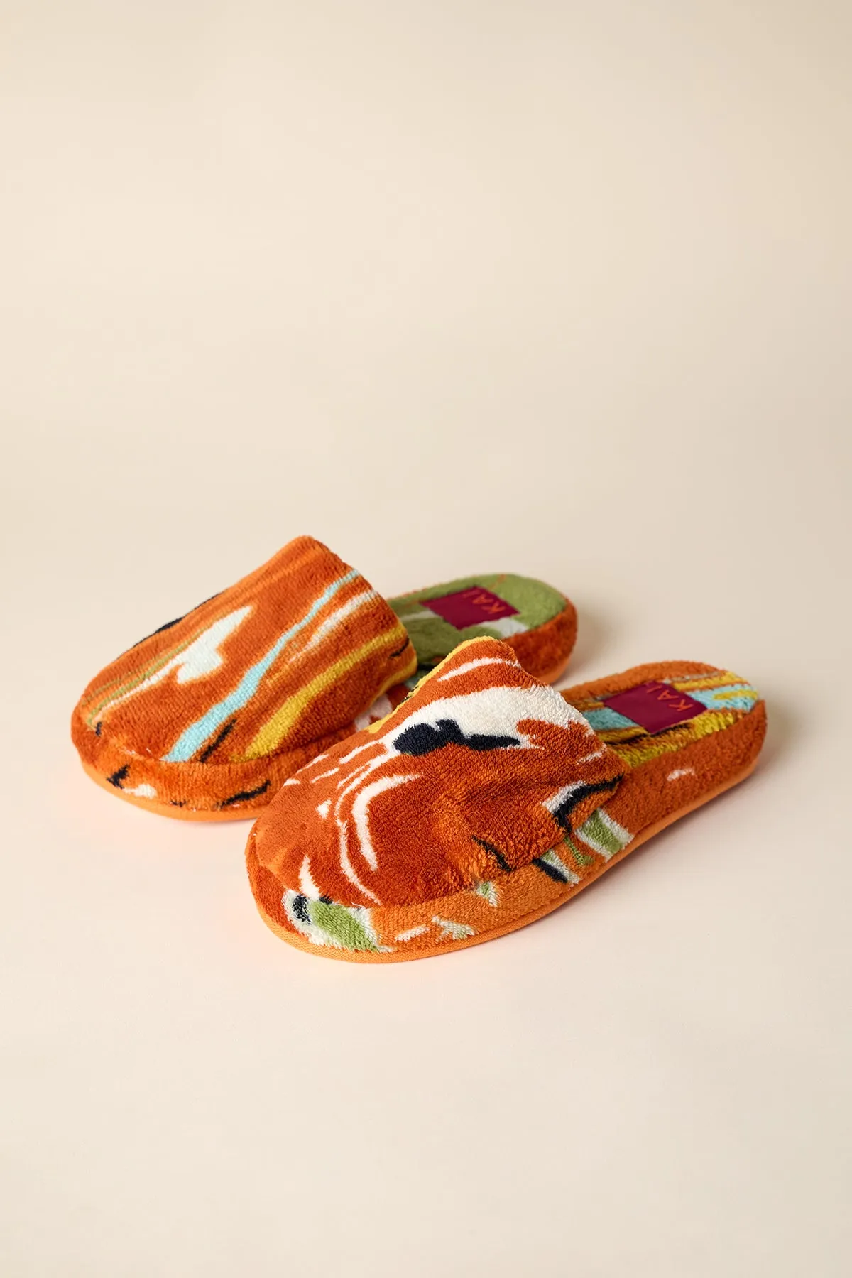 Gaia Printed Slippers - Orange