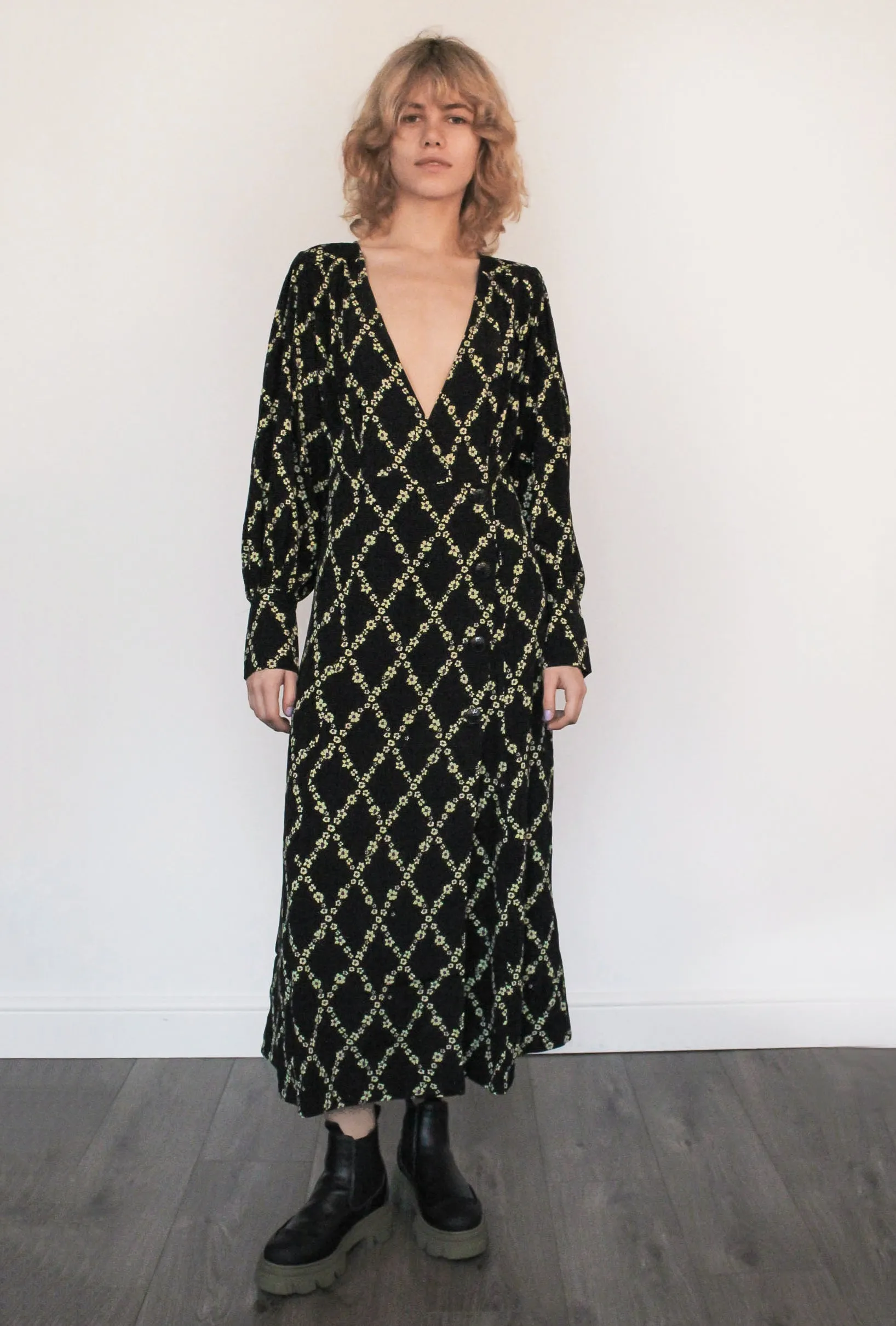 GANNI F6921 Printed Midi Dress in Margarita