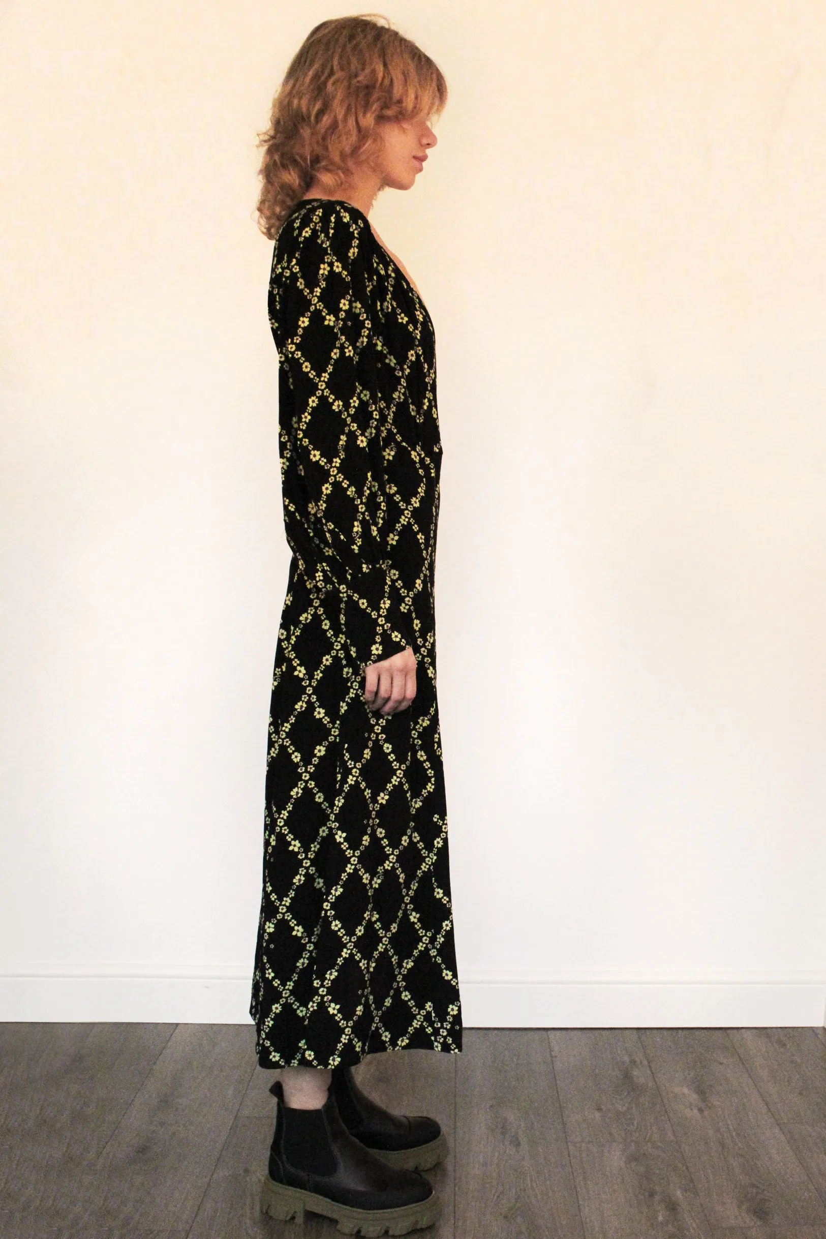 GANNI F6921 Printed Midi Dress in Margarita