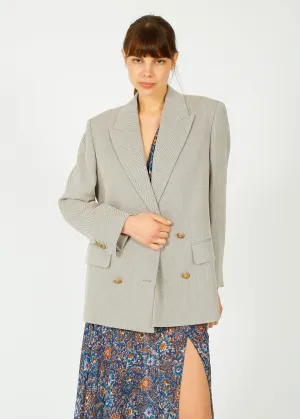 GG Laureen Boyfriend Jacket in Dark Olive, Vintage White