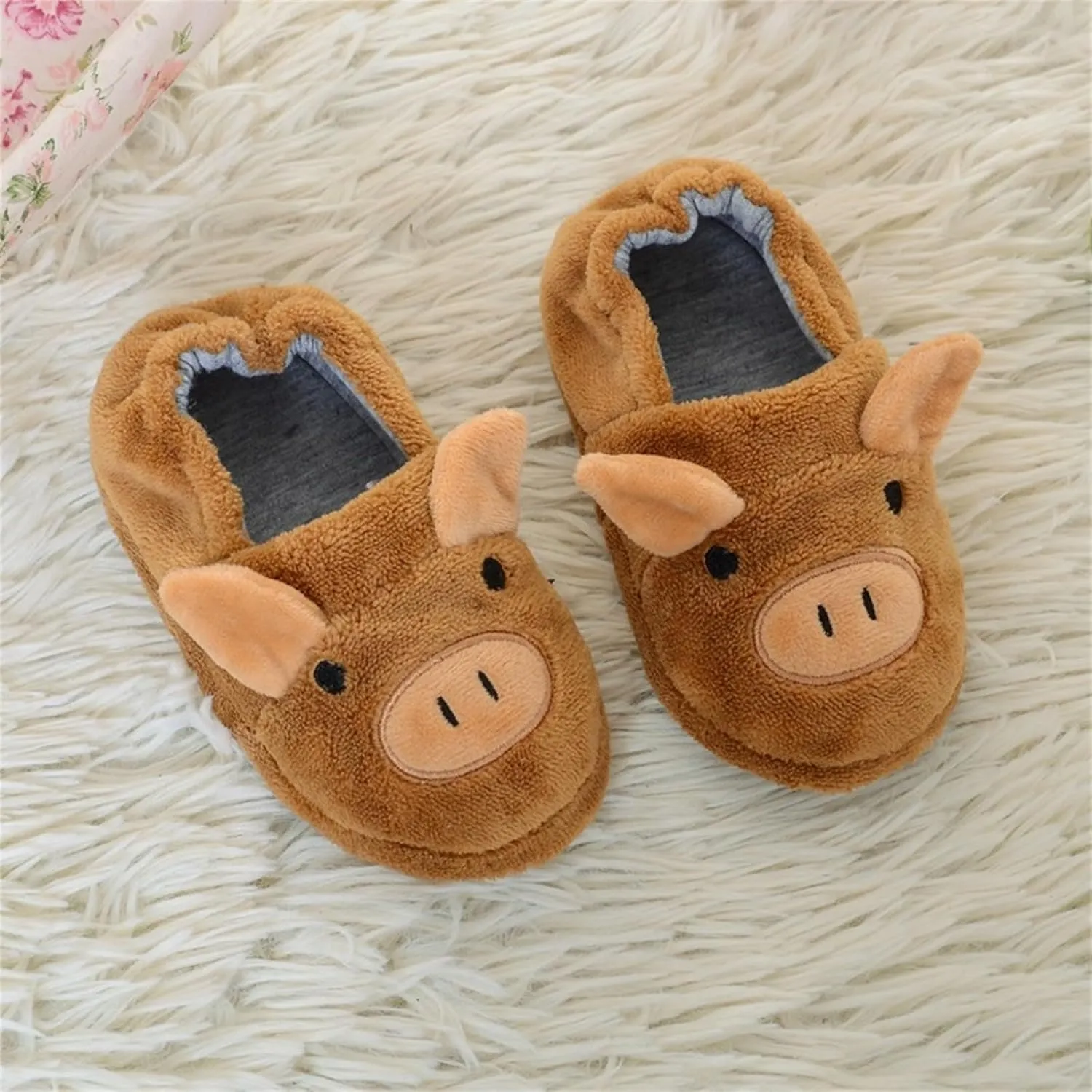 Girls 4 Slippers 1 6 Years Old Children Winter Home Package Root Warm Plush Pig Cotton Slippers Sandals Size 2