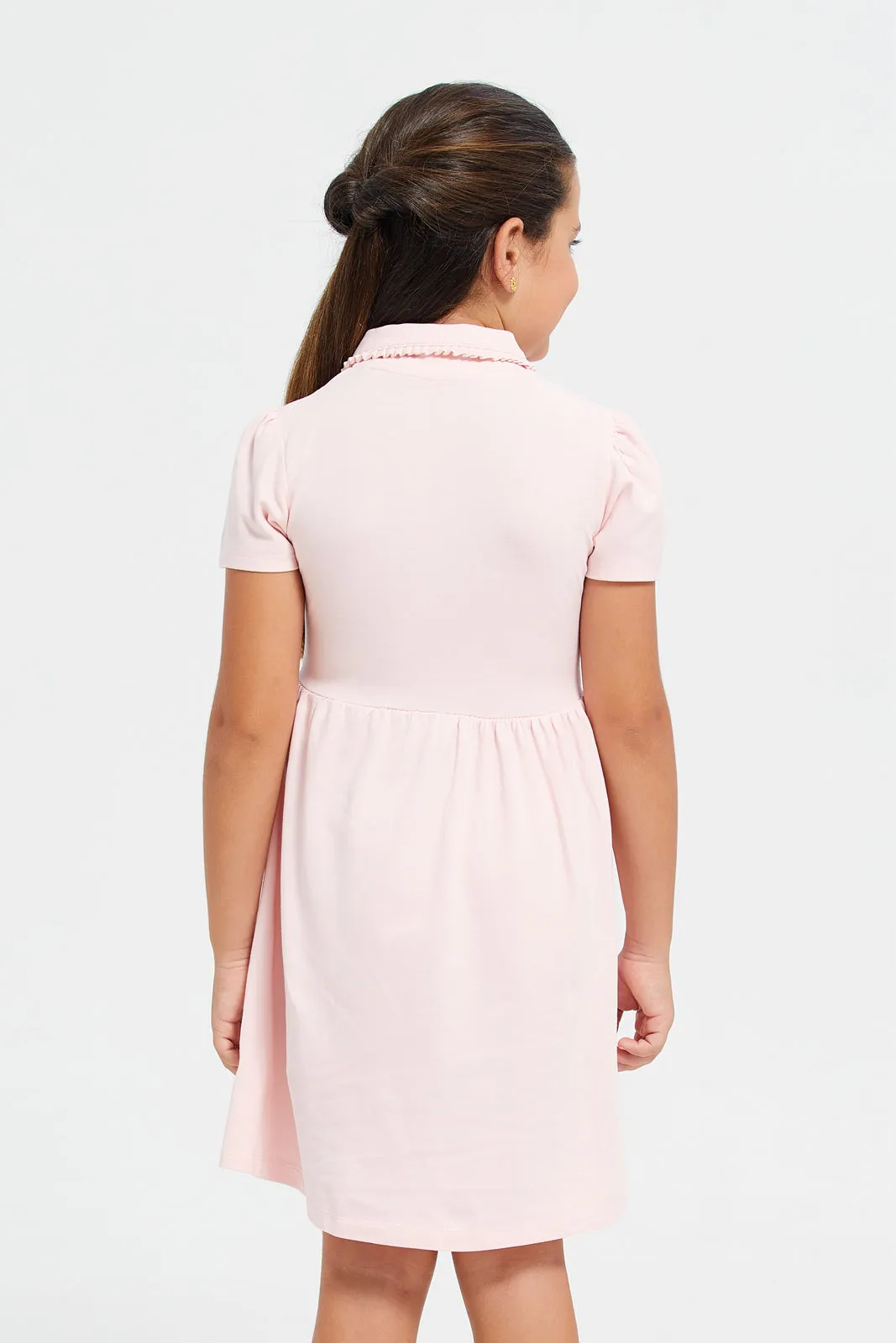 Girls Pink Pique Polo Dress