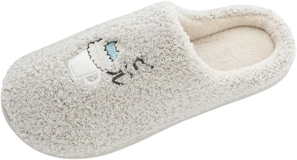 House Slippers for Women Memory Foam,Unisex Cute Comfort Plush Fleece Lined Anti-Skid Winter House Shoes for Indoor Outdoor