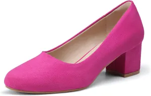 IDIFU IN2 Women's Pumps Low Chunky Block Closed Toe Heels Comfortable Short Dress Shoes for Women Ladies Flight Attendant Wedding Bridal Homecoming Work Heels Dressy Formal Round Toe Pumps Shoes