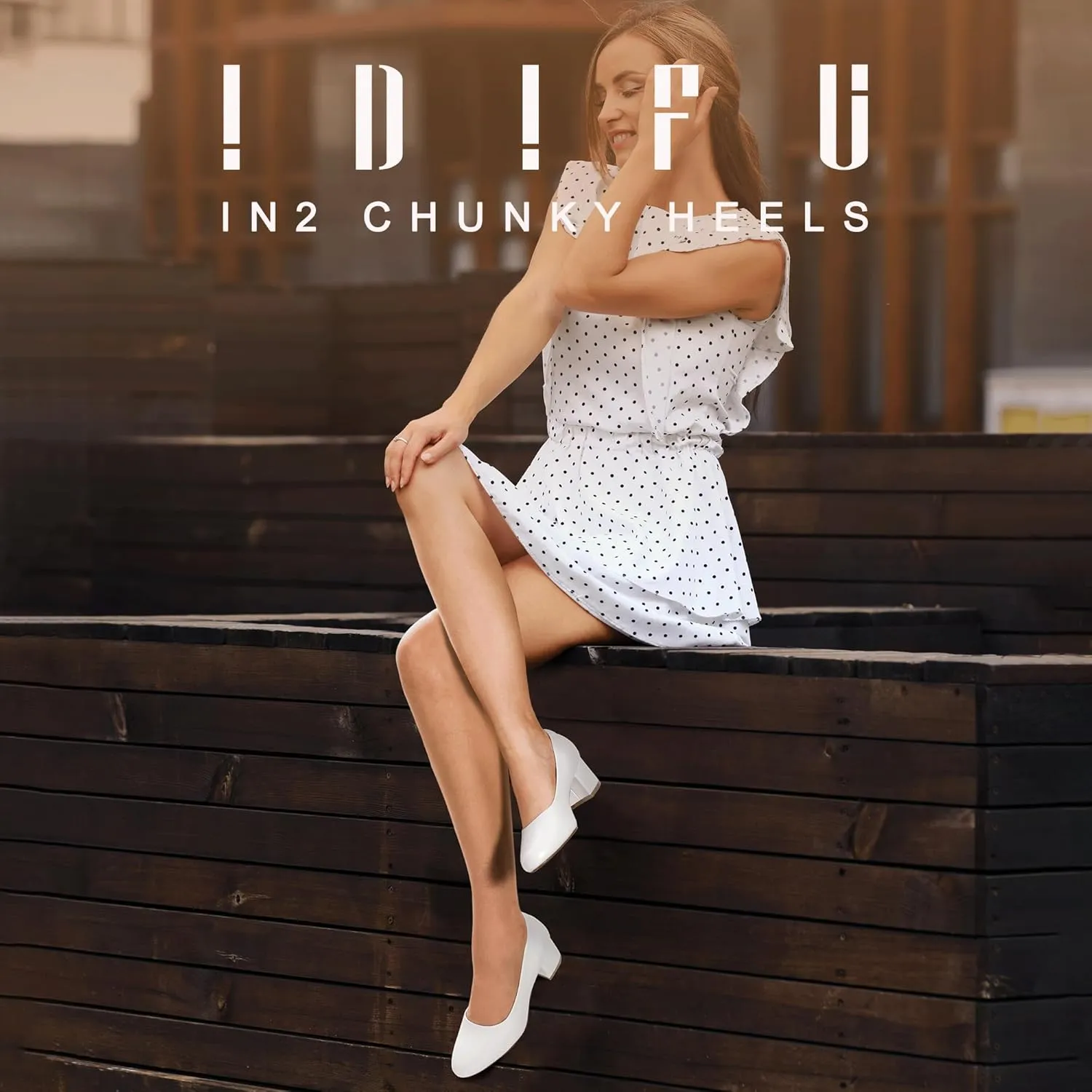 IDIFU IN2 Women's Pumps Low Chunky Block Closed Toe Heels Comfortable Short Dress Shoes for Women Ladies Flight Attendant Wedding Bridal Homecoming Work Heels Dressy Formal Round Toe Pumps Shoes