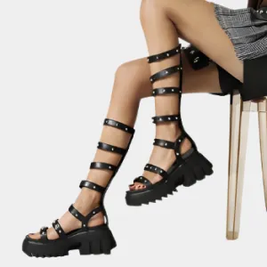 Joskaa 2024 New Chunky Heeled Gladiator Sandals