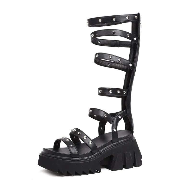 Joskaa 2024 New Chunky Heeled Gladiator Sandals