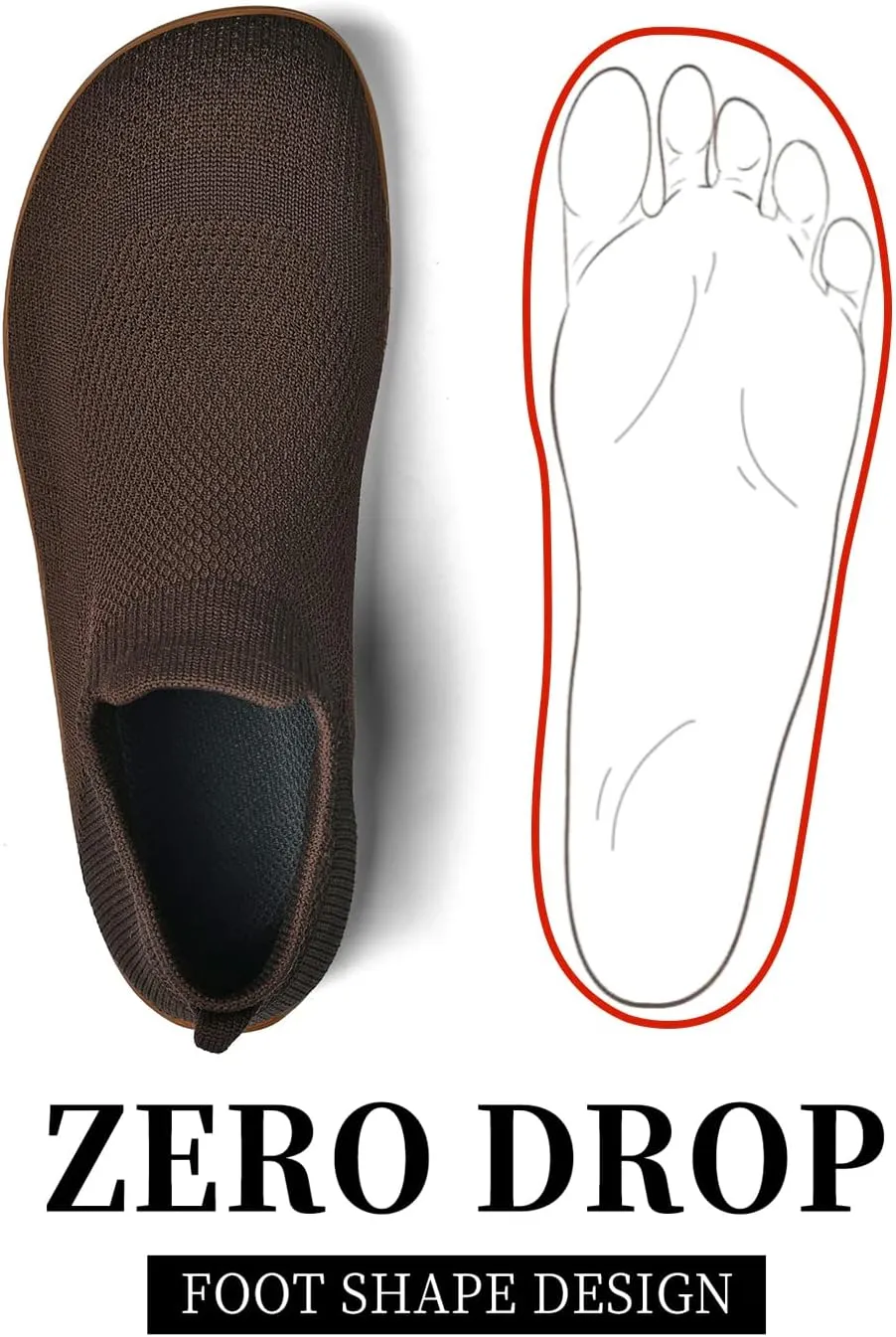 KBZone Womens Slip on Minimalist Barefoot Sock Shoes for Women Comfortable Foot Shape Walking Shoes