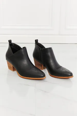Kiara Embroidered Crossover Cowboy Bootie in Black