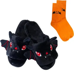 Kid Boys Girls Slippers Cute Bat Plush Slippers Halloween Party Indoor and Outdoor Slippers Toddlers 2
