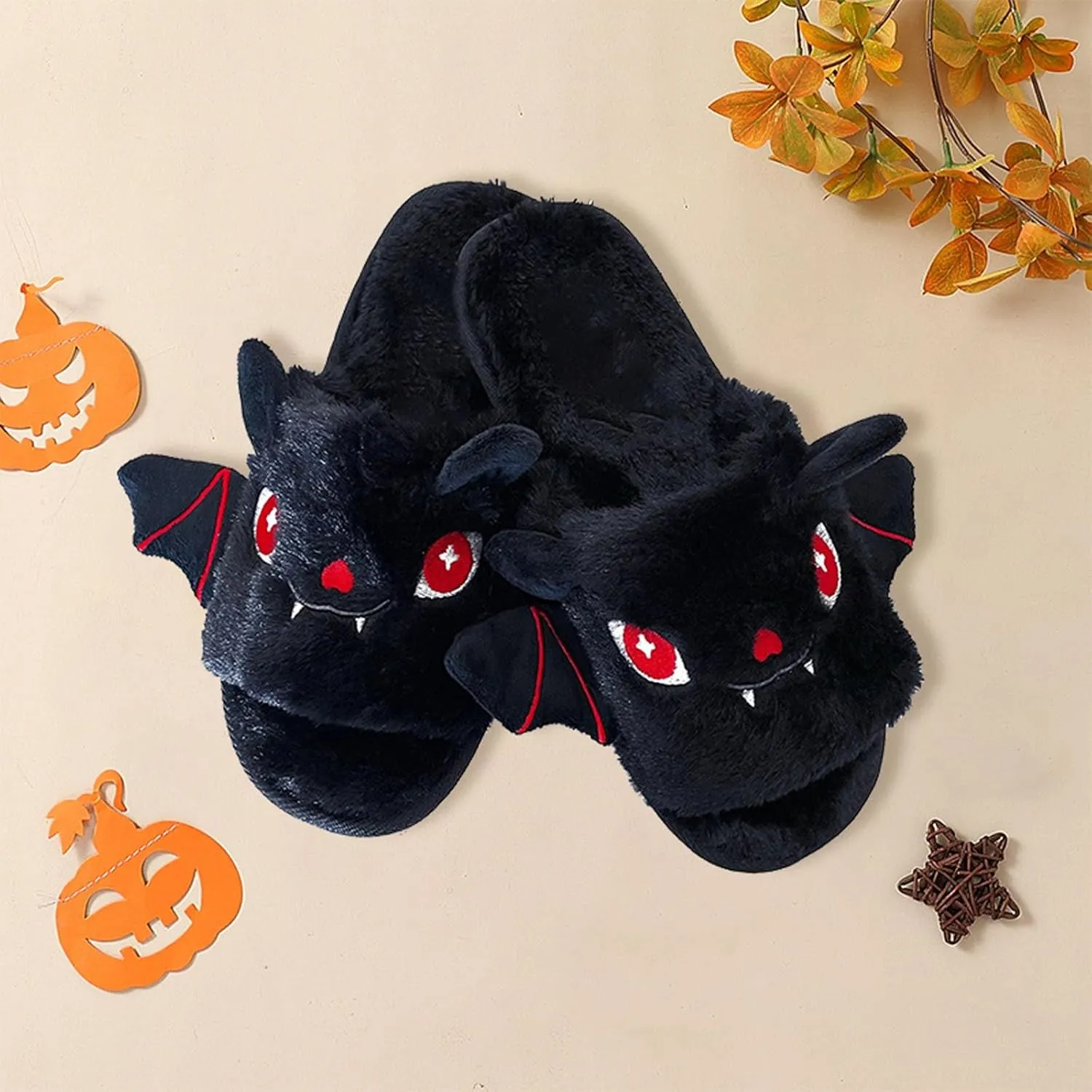 Kid Boys Girls Slippers Cute Bat Plush Slippers Halloween Party Indoor and Outdoor Slippers Toddlers 2