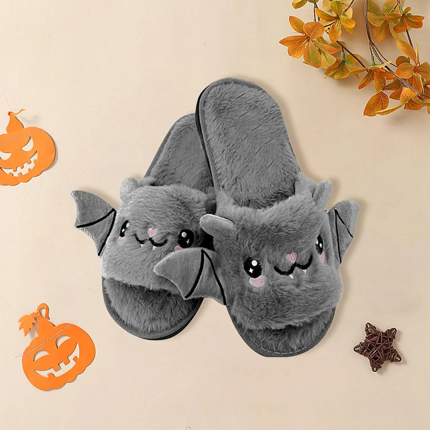 Kid Boys Girls Slippers Cute Bat Plush Slippers Halloween Party Indoor and Outdoor Slippers Toddlers 2