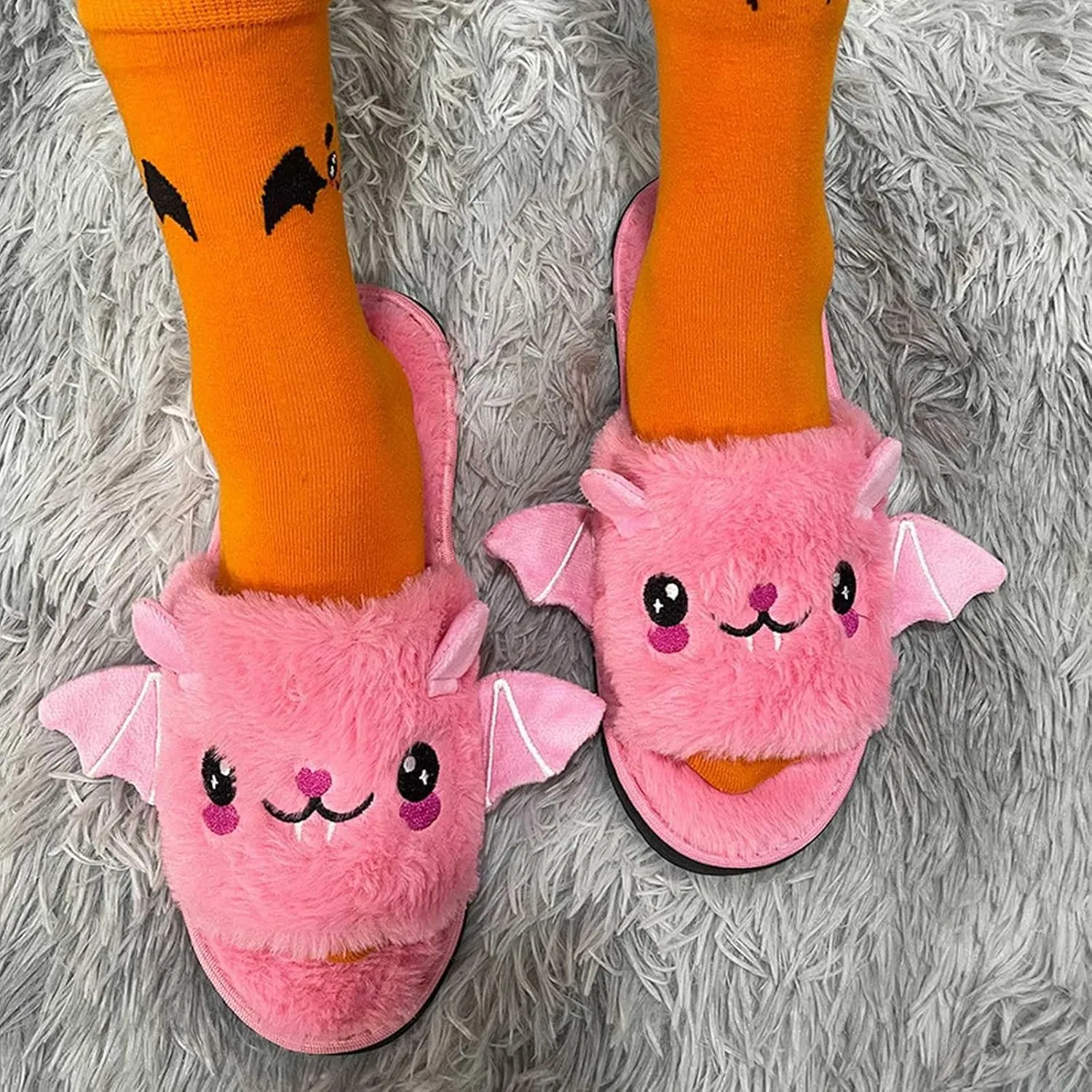 Kid Boys Girls Slippers Cute Bat Plush Slippers Halloween Party Indoor and Outdoor Slippers Toddlers 2