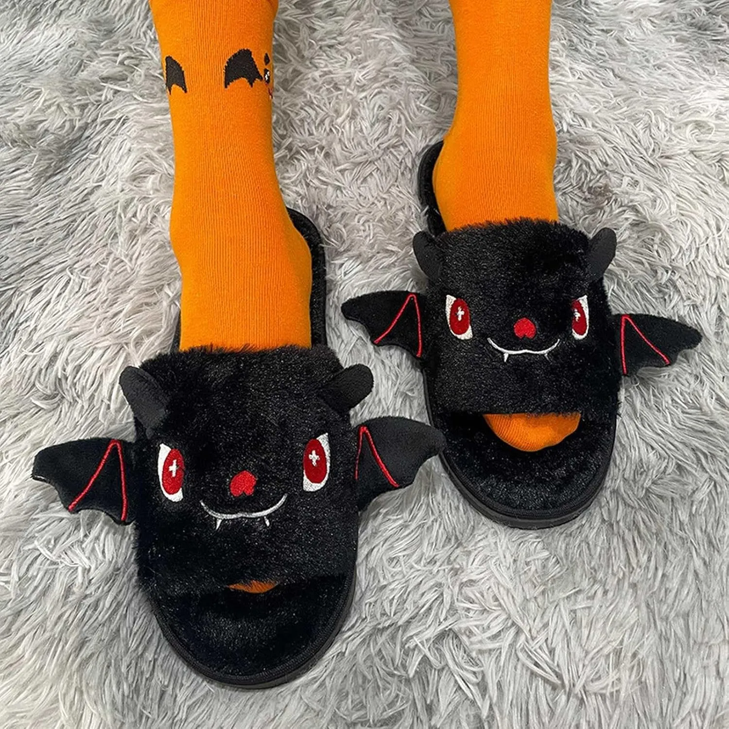 Kid Boys Girls Slippers Cute Bat Plush Slippers Halloween Party Indoor and Outdoor Slippers Toddlers 2