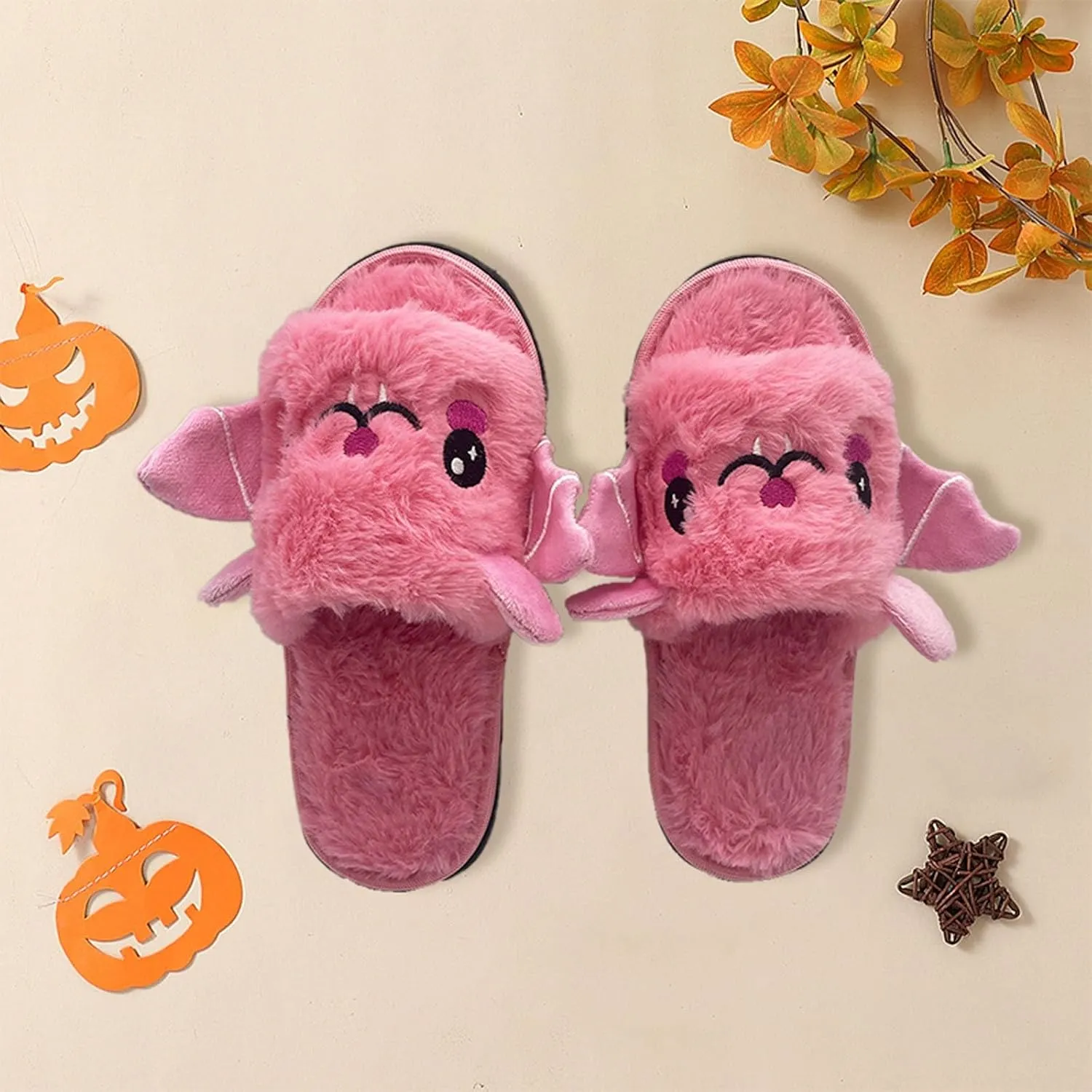 Kid Boys Girls Slippers Cute Bat Plush Slippers Halloween Party Indoor and Outdoor Slippers Toddlers 2