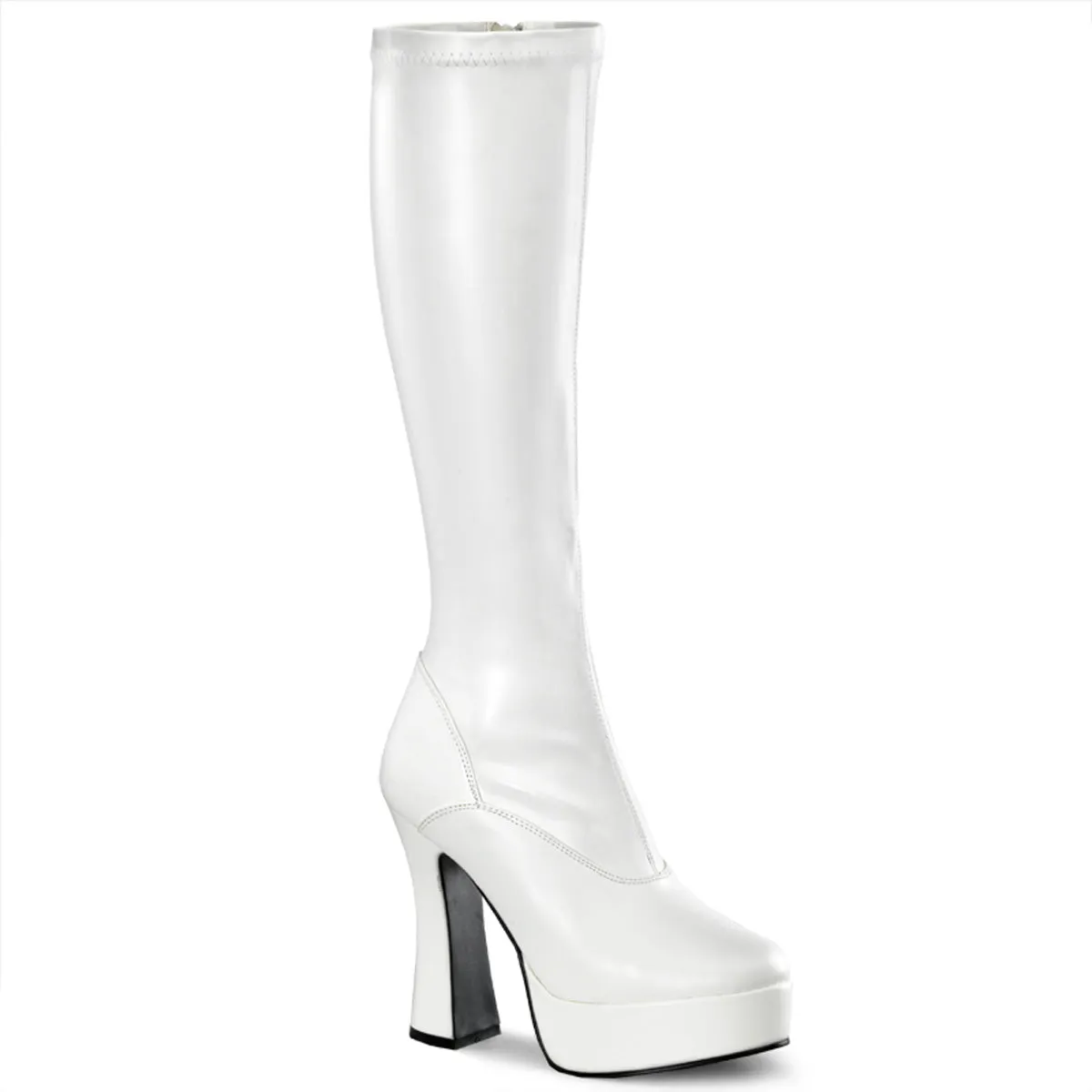 Knee Length Patent Boots Block Heel