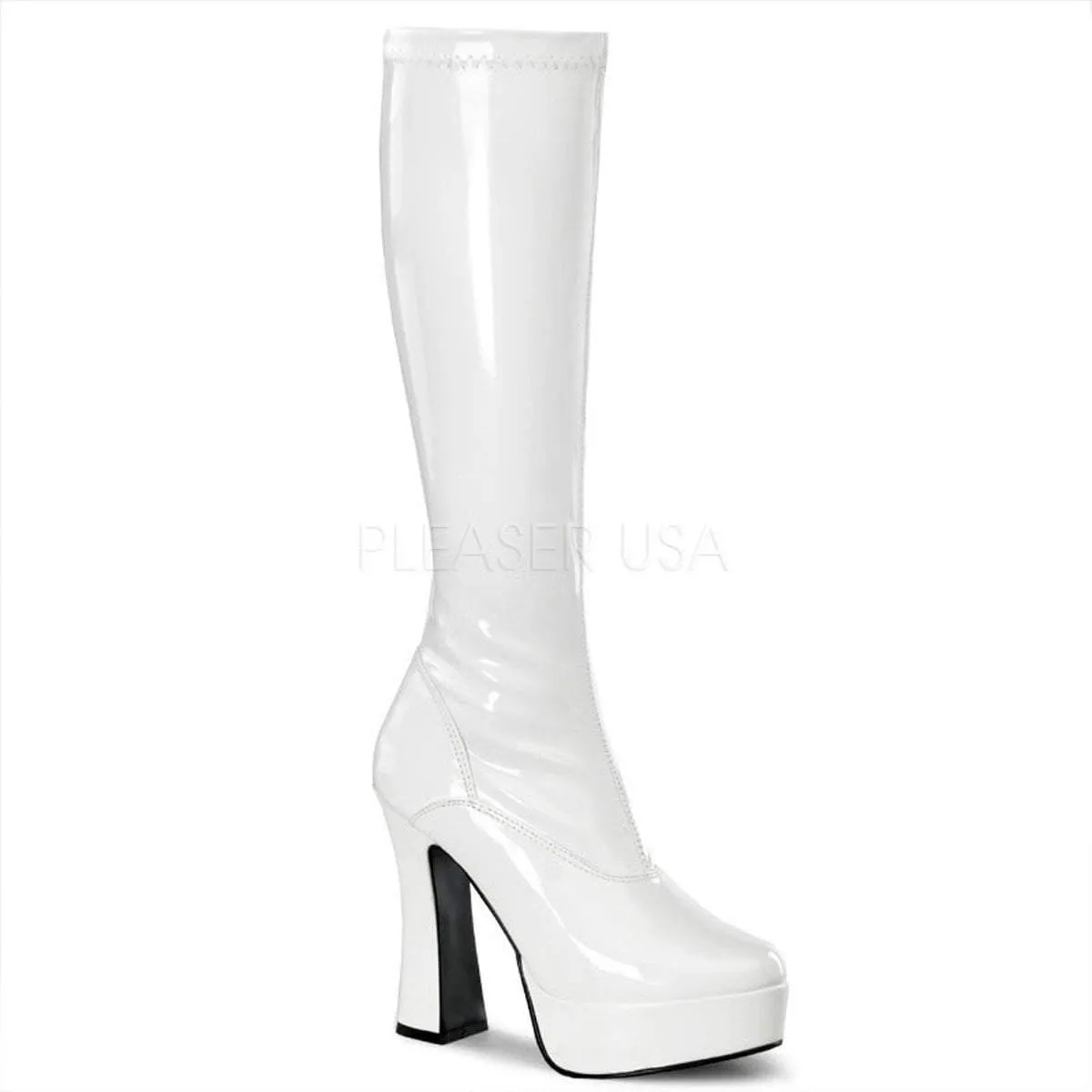 Knee Length Patent Boots Block Heel