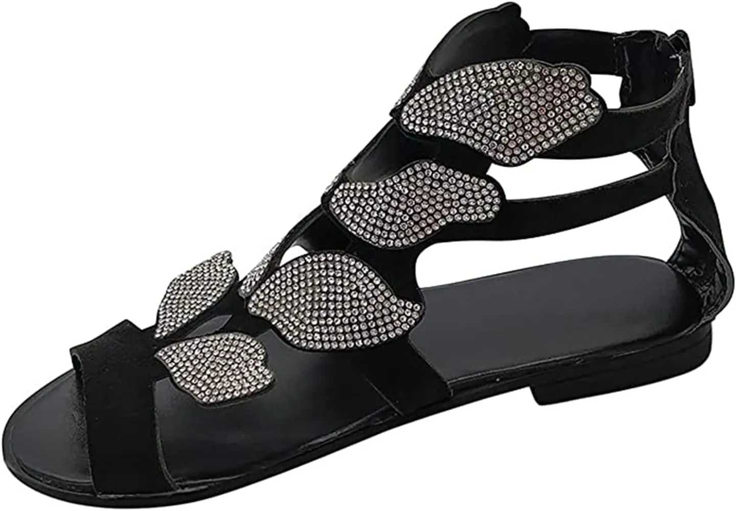 Ladmiple Sandals for Women 2023 Dressy Summer Fashion Strappy Crystal Sandal Casual Beach Party Open Toe Slipppers Shoes