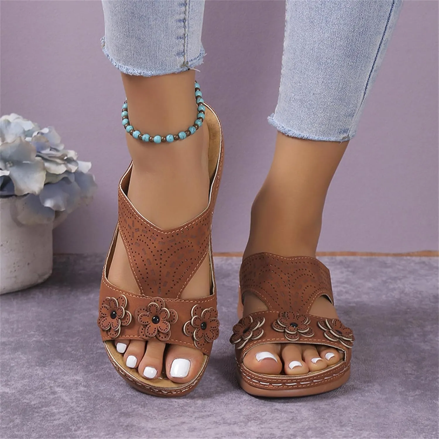 Ladmiple Womens Sandals Comfortable Walking Dressy Orthopedic Slippers Slip On Summer Orthotic Flip Flops With Arch Support