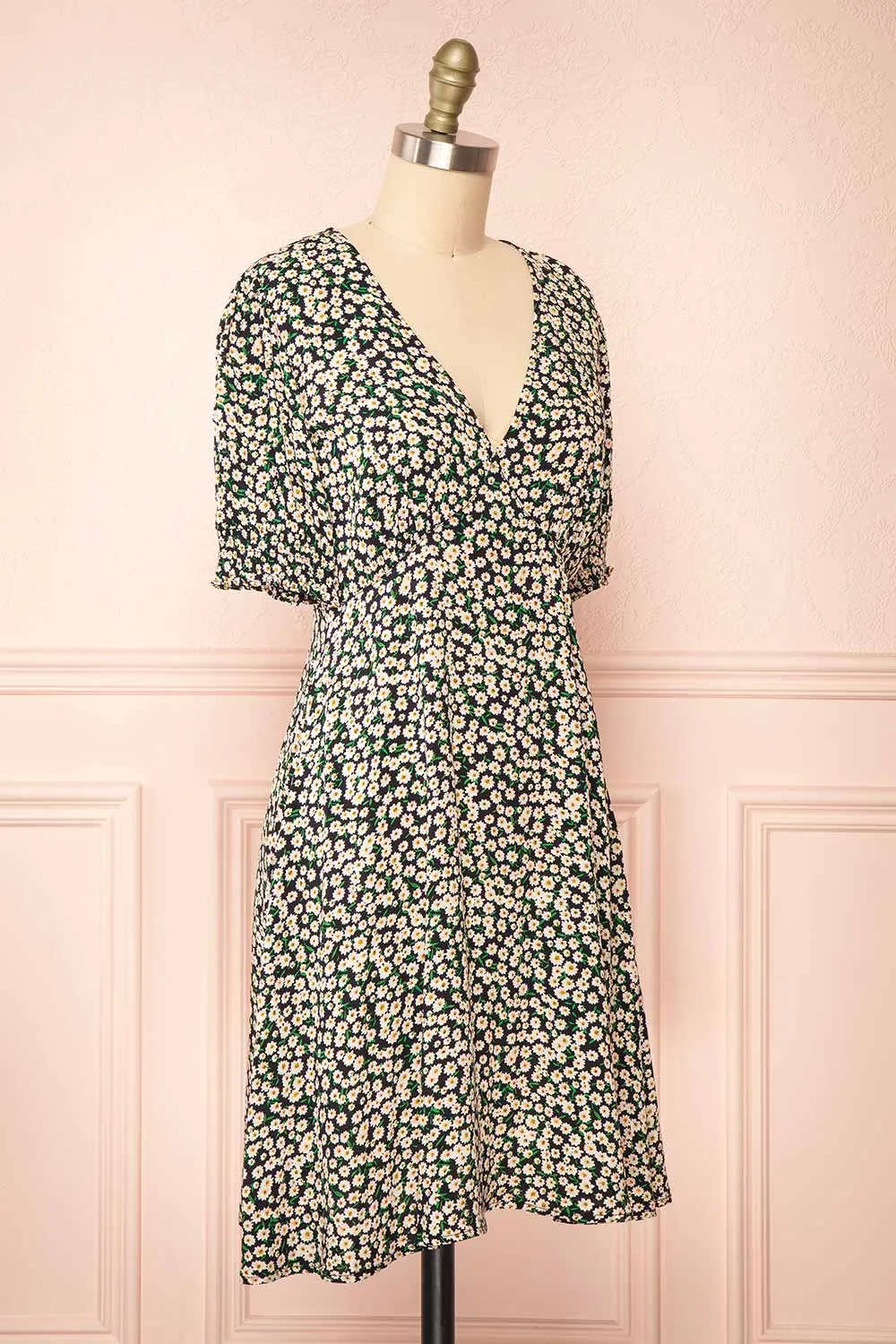 Laime | Short Black Floral Dress