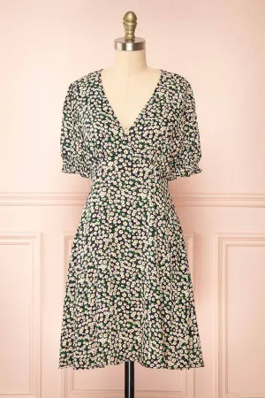 Laime | Short Black Floral Dress